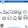 Dental Rubber Dam Assorted Tray Setup with 10-piece clamp set.