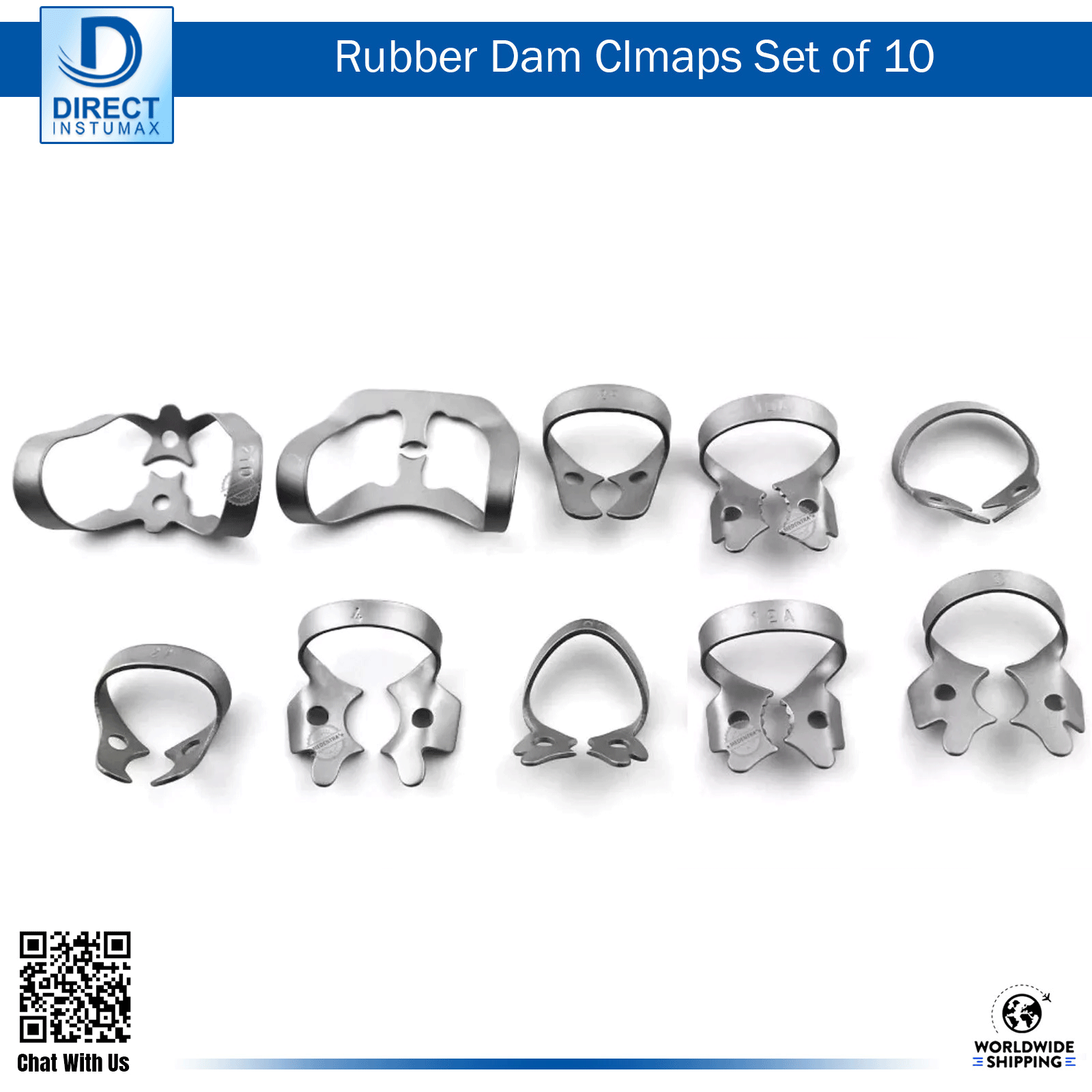Dental Rubber Dam Assorted Tray Setup Dental Rubber Dam Assorted Tray Setup with 10-piece clamp set.