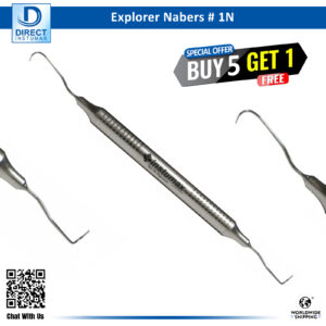 Close-up of Explorer Nabers 1N Double Ended – Stainless steel dental tool for periodontal probing and furcation detection