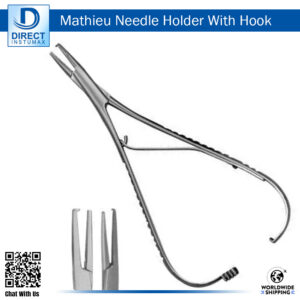 Mathieu Needle Holder with Hook for Surgical Use