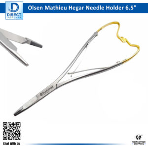 Olsen Mathieu Hegar Needle Holder 6.5 inches with Tungsten Carbide Cutting Edges
