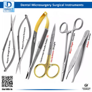 3-piece microsurgical surgery suture set, including Castroviejo forceps, Noyes scissors, Iris TC scissors, Mayo Hegar needle holder, and Adson forceps in stainless steel for precision surgery."