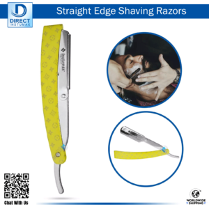Steel Razor Barber Shaving with LV Louis Vuitton Print Yellow Handle on a stylish background