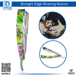 Steel Razor Barber Shaving with Floral Flower Print Handle on a stylish background