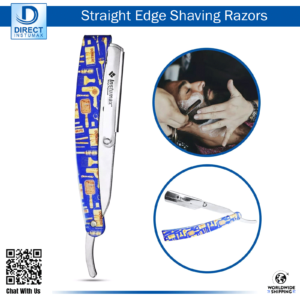 Steel Razor Barber Shaving with Multi Barber Tools Printed Handle on a stylish background