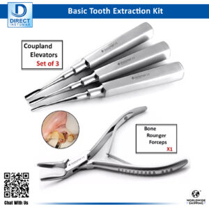 Basic Tooth Extraction Kit - Coupland Dental Extracting Elevators and Rongeur Pliers
