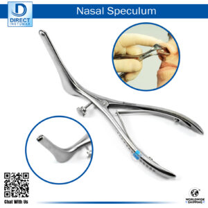 "Stainless steel nasal speculum front view"